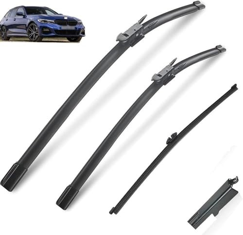 HGYNBCP Scheibenwischer Kompatibel für BMW 3 Series Touring/Estate F31 2011-2019 24in+19in+11in, Wischblatt Satz Front Und Heck Wischerblätter Ersatz Wischerarm.