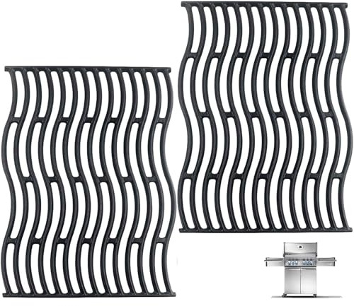 Nordic Bbq Store 2er Set Gusseisen Grillroste für Napoleon Prestige 500, PRO 500, LEX 485 - 45 x 33,5 cm (jeweils), 45 x 67 cm (gesamt) - robuste Ersatzgrillroste
