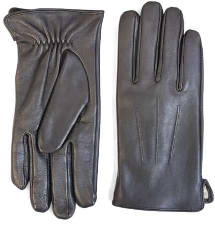 Infinity Leather Herren Fahrhandschuhe aus Italienischem Leder Weiches Echtleder, Warmes Wollfutter, Touchscreen Kompatibel, Wasserabweisend, Eng Anliegende Passform