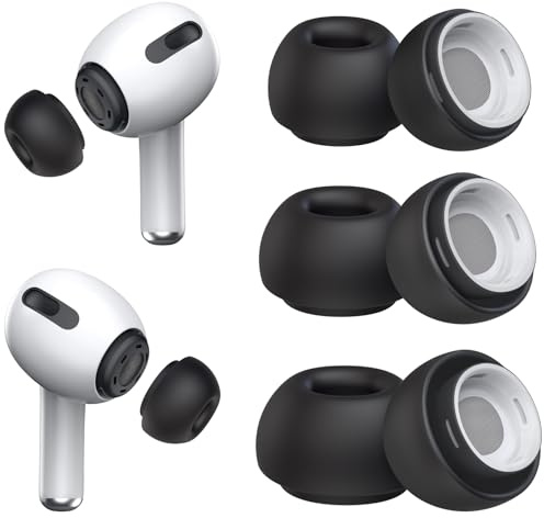 3 Paar Aufsätze kompatibel mit AirPods Pro 2 & 1 (S/M/L, Schwarz) | Ohreinsätze Silikontips mit Geräuschreduzierungslöchern, tragbare Aufbewahrungsbox, passend für Ladecase
