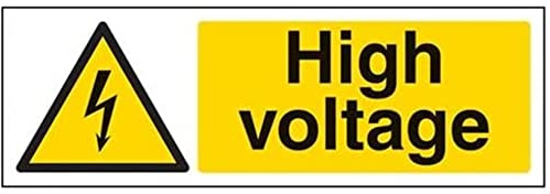 vsafety Schilder 68032 ax-s High Voltage Achtung Elektrische Schild, selbstklebend, Landschaft, 300 mm x 100 mm, schwarz/gelb