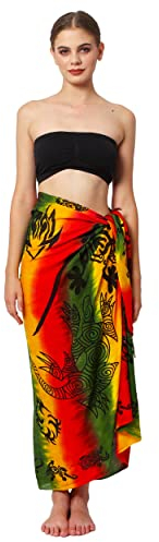 Ciffre Sarong Pareo Wickelrock Lunghi Dhoti Tuch Strandtuch Tribal Gecko Rasta Schal + Schnalle
