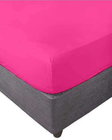 Miracle Home Drap-housse élastique doux et confortable en coton 50 % polyester Fuchsia 90 x 200 cm
