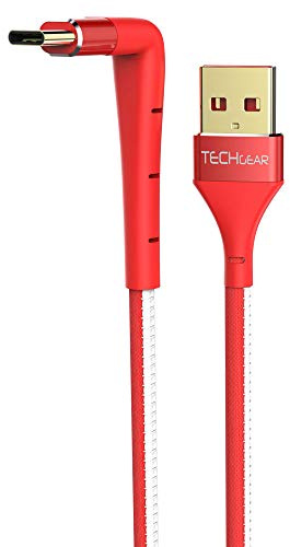 TECHGEAR 2in1 2m USB C Cable, 90 Degree Right Angle Fast Charge & Phone Stand Cable Compatible for Huawei P50, Samsung S22 S21 S20 FE A20e A12 A52 A53, Honor 50, OnePlus 9 10, Oppo, Pixel 6, P50 etc