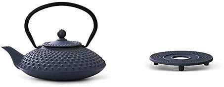 Bredemeijer Teapot Jing 1,25L, Blue & Coaster Jing, Blue, 13.4 x 13.4 x 1.7 cm