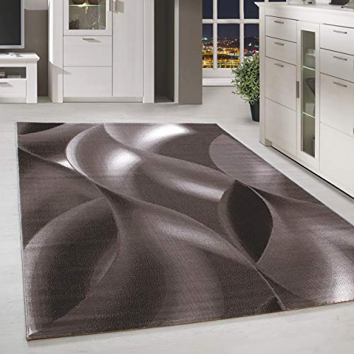 HomebyHome Teppich Wohnzimmer 200x290 cm (200x300 cm) Braun Moderne Abstrakt Design - Küche Esszimmer und Schlafzimmer Teppich Kurzflor Teppich Extra Weich Pflegeleicht - Carpet Living Room