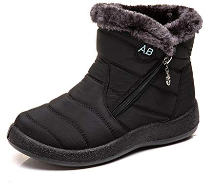 Stivali Donna Neve Stivaletti Impermeabili alla Caviglia Invernali Calzature Calde Vintage Chelsea Stivaletti (37 EU,1- Nero)
