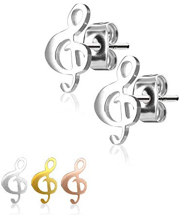 Treuheld® Ohrringe mit Notenschlüssel | 3 Farben | Ohrstecker [01.] - silber