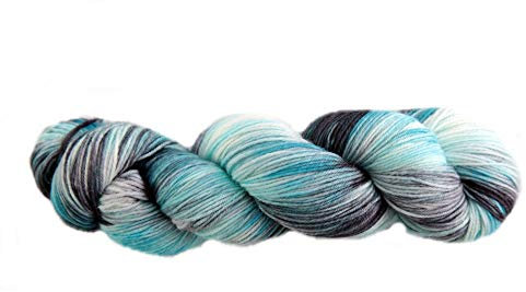 Sockenwolle Superfine handgefärbt -Black Waterpool - 75% Schurwolle / 25% Polyamid - Australische Schurwolle 22 Mikron 100 g ca 400 m