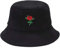 XYIYI Blume Schwarz Mode Embroidered Fischerhüte Baumwolle Strand Sonnenhut Fischerkappe für Damen Jugendliche
