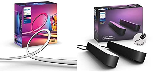 Philips Hue Gradient Lightstrip 55 Inch for TV and Gaming Bundle. Includes 2x Hue Play Black. Smart Entertainment LED Lighting with Voice Control. Works with Alexa, Google Assistant and Apple HomeKit