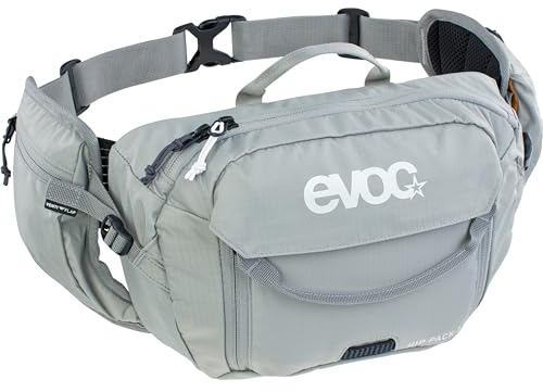 EVOC HIP PACK 3l Hüfttasche Bauchtasche Hüftbeutel (3l Fassungsvermögen, AIRFLOW CONTACT SYSTEM, verstellbarer Hüftgurt, VENTI FLAP-System), Steingrau