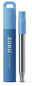 ZOKU - Cannuccia tascabile con fodero, spazzolino e gancio