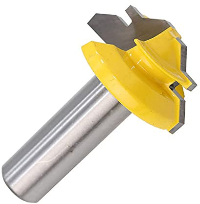 45 Degree Lock Miter Router Bit, Lock Miter Joint Router Bits Set Woodworking Router Tools (Shank 1/4 * Dia.1-3/8)