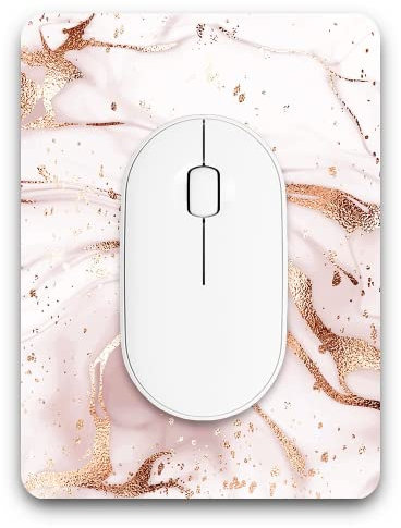 Atufsuat Small Mouse Pad, Mini Mouse Pad 6 x 8 Inch, Thick Rubber Waterproof Mouse Mat, Cute Mousepad for Women Men Kids Wireless Mouse Mini Laptops Keyboard Tray Home Office Travel, Gold Pink Marble