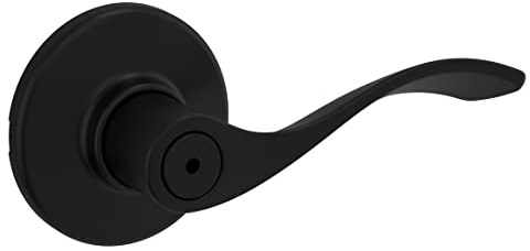 Kwikset Balboa Interior Privacy Door Handle with Lock, Door Lever For Bathroom and Bedroom, Matte Black Reversible Keyless Turn Lock