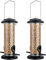 iBorn 2 Stück Metall-Vogelfutterspender zum Aufhängen für kleine Vögel, Vogelfutterhaus geeignet für den Garten im Freien, Vogelfutterstation aus lackiertem, rostbe-ständigem Metall,20cm,Schwarz