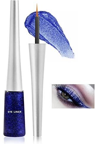 Boobeen Bunter Glitzer Eyeliner Flüssiger Schimmer Eyeliner Wasserfester Metallischer Eyeliner Wischfest Geeignet für Frauen, 1 St. (03#)