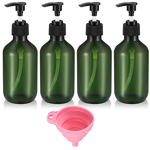 4 STK Leere Shampoo Flaschen zum Befüllen, Seifenspender, Pumpspender, Shampoo Spender Pumpflasche Kunststoff, Lotionspender für Dusch Shampoo Spülung Badezimmer Grün