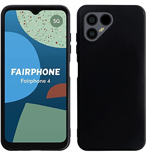 Tnviud Hülle Handyhülle Schutzhülle Case Cover für Fairphone 4 Premium TPU Silikon Tasche Schale Schwarz