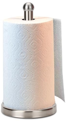 Papierhandtuchhalter mit stabilem Boden, passend für Papierhandtücher in Standard- und Jumbo-Größe, Rollenhalter Papiertuchspender, Arbeitsplatte (gebürstetes Nickel)