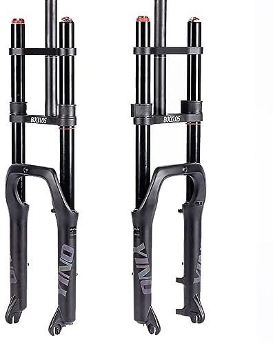 BUCKLOS 20 inch 4.0 Fat Tire E-Bike Air Suspension Fork, 180mm Travel Spacing Hub 135mm Straight Tube MTB Manual Lockout 9mm QR Mountain Bike Double Shoulder Electric Bicycle Front Forks Snow Beach