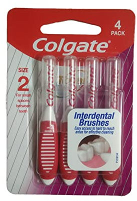 Colgate Total Interdentalbürste für verbesserte Mundgesundheit, Größe 2 mm, für kleine Zahnzwischenräume, 4 Stück