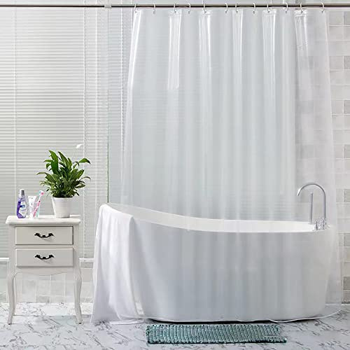 Lkw Ogechi Rideau de Douche Rideau de Salle de Bain Transparent Imperméable et Antimould 200cm Drop, 180cm-300 cm Extra Large Rideaux de Bain, Séchage Rapide PVC Rideaux de Douche (180x200cm)