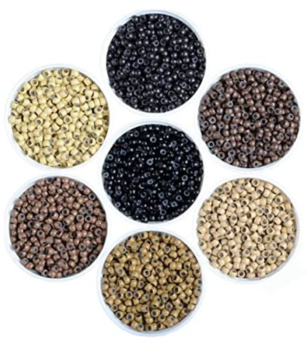 Silicone Lined Nano Beads Rings for Nano Tip Hair Extensions Micro Nano Beads (500, Dark Brown #3)