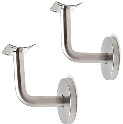 Handrail Holder, Stainless Steel Handrail Support, Handrail Attachment, for Stair Railings, Wall Holder Wood with Cover Rosette (2 Pieces)