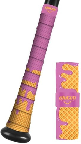 Clutch Sports Apparel Baseball- und Softball-Schläger-Griffband, 1,1 mm, Allwetter-Leistung für Multi-Sport-Griffe, verstellbar und rutschfest, rosa Eiscreme-Tropfen