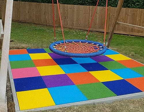 SUDwell™ Rubber Floor Tiles For Playgrounds, Play Areas, Gyms, Kids Treehouse, Outdoor Climbing Frames etc. (Purple, 460x460x40mm 24pcs)