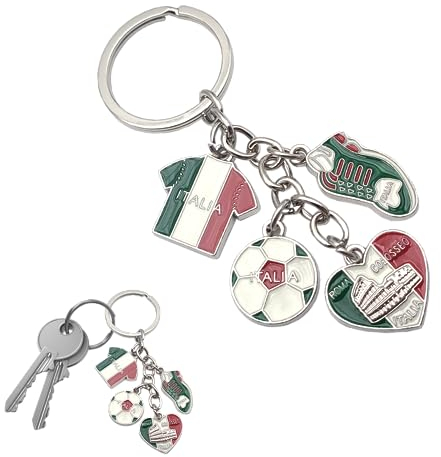 Portachiavi Tascabile con Anello Porta Chiavi ROMA Colosseo Bandiera Nazionale Italiana Italia in Metallo, Accessorio per Uomo e Donna, Idea Regalo
