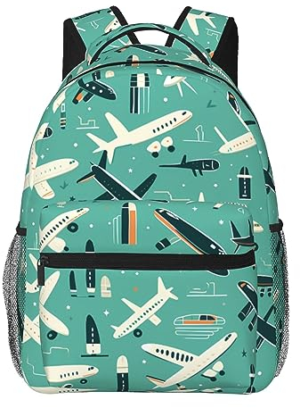 EVANEM Student Seesack, Mode Gedruckt Wasserdicht Casual Rucksack, Bunte Happy Birthday Cupcakes 14 Zoll Laptop Rucksack mit seitlichen Netztaschen für Schule, Arbeit, Reisen, Wandern, Flugzeig, One