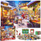 Puzzle-Adventskalender 2023 für Kinder und Erwachsene, 1008 Teile, Puzzle, 24 Tage, Weihnachts-Countdown-Kalender, Familienspiel, Weihnachtsgeschenke für Kinder und Erwachsene, Weihnachtsspielplatz