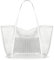 KALIDI FANCY FOREST Foldable Mesh Beach Bag with Zip, 27L Large Mesh Tote Bags for Women Ladies Summer Beach Tote Bag for Holiday Travel,White