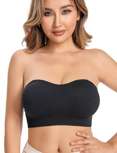 SHOCHX Trägerloser BH für Damen, Rutschfester Gepolsterter Bandeau-BH, Kabelloser Nahtloser Bralette Schlauch Top BH