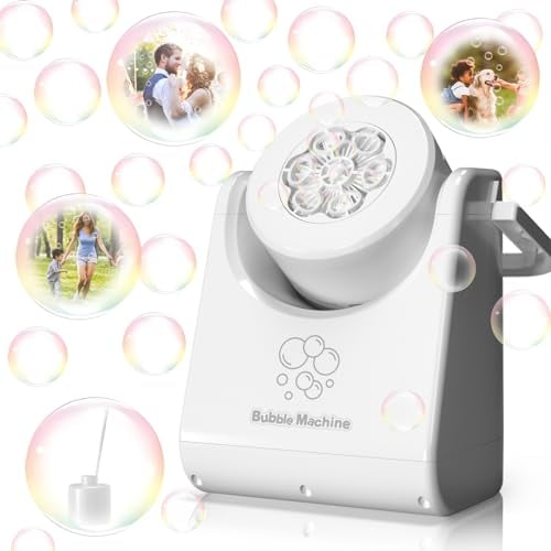 Seifenblasenmaschine, Automatische Seifenblasen Maschine für Kinder, Hochzeit, 18000+ Bubbles/Min, Sommer Garten Spielzeug Geschenke für Kinder/Hochzeit/Outdoor/Party/Geburtstag - Weiß