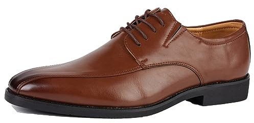 Plilima Zapatos Cordones Hombre Traje Cuero Brogue Planos Zapatillas Derby Calzado Boda Negocios Clásico Formales Comodos (Marrón,46)