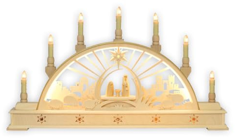 Volkskunstwerkstatt Unger Schwibbogen LED 64 cm Krippe Echt Erzgebirge®