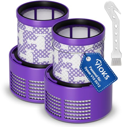 VIOKS Set di 2 filtri HEPA aspirapolvere 108 x 87 mm di ricambio per filtro Dyson 969082-01 spazzola e filtro per aspirapolvere Dyson V10 Absolute, Animal SV12 Total Clean, Fluffy, V10 Motorhead