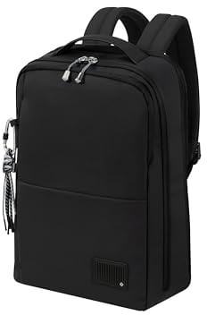 Samsonite Wander Last, mochila para ordenador portátil para mujer, 14,1 pulgadas (37,5 cm), mochila escolar y de negocios con soporte para botellas, ergonómica, repelente al agua, 14 litros, negra