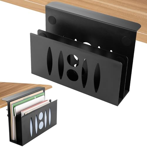 HAQIUHETO Seitenständer Laptop Stand Notebook ständer, Aus Stahl, Kein Bohren erforderlich, Für MacBook Pro/Air, Notebook, iPad, Bücher (Doppelschicht-Schwarz)