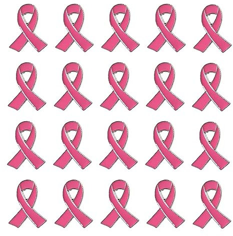 Lot de 20 Octobre Rose Broches Ruban Rose Badge Épingles Pins de Sensibilisation Au Cancer du Sein en Métal et Émail Coloré, pour Les Activités de Soutien Aux Soins des Femmes