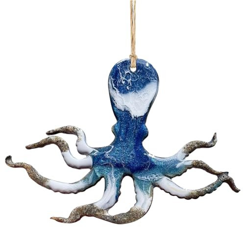 Sommer-Baumschmuck, Meerestier-Ornamente aus Kunstharz - Blaue Meerestierausschnitte, Strandbaumschmuck, Kunstharz, Kunsthandwerk | Küsten-Weihnachtsdekorationen, Rucksack-Anhänger, Sommerdekorationen