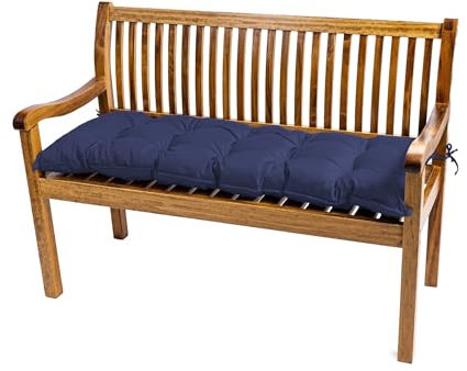 TexDeko® Garden Gartenbank-Auflage 120 x 40 x 8cm wasserabweisend UV - beständig mit Oeko-TEX Zertifikat gesteppt Bankpolster Bankkissen Polsterauflage Sitzpolster Bankauflage Sitzkissen (Dunkelblau)