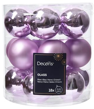 Weihnachtskugeln Glas 4cm 18 Stück - matt & glänzend - Kleine Christbaumkugeln Weihnachtsbaumkugeln für Weihnachten - Christbaumschmuck & Weihnachtsbaumschmuck - Helllila