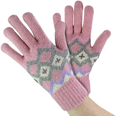 Sock Snob Ladies Wool Gloves Winter Cute Fairisle Gloves for Cold Weather
