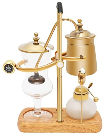 DJOAIUYF Sifón Cafetera Cafetera Cafetera de Vacío Vintage Cafetera Belga Manual Cafetera de Cobre Color Café Set con Botella de Alcohol, Vaso Medidor, Cuchara, Wick 400 ml