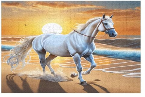 Pferd-Puzzle Für Erwachsene, 1000 Teile, Holzpuzzle, Kinderpuzzle, Dekompressionsspiel, Spielzeugpuzzle （75×50cm）